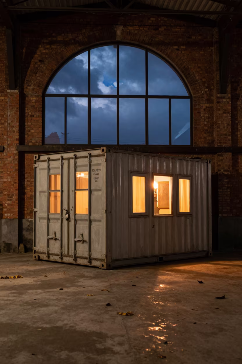 Container Home Inside Restored Guiyang Train Terminal in inside a restored train terminal in Guiyang