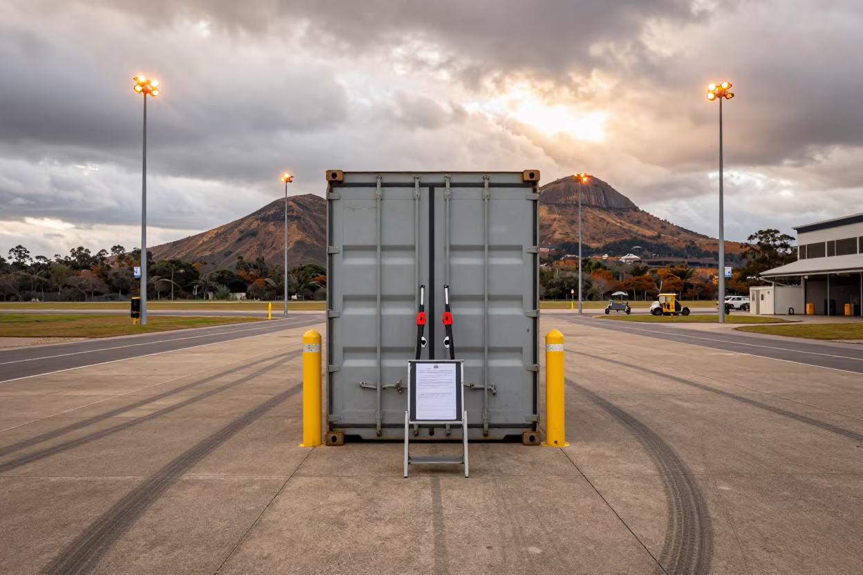 Container Receiving Lane at Sydney Airport Cargo in at an airport cargo build area in Darlinghurst, Sydney