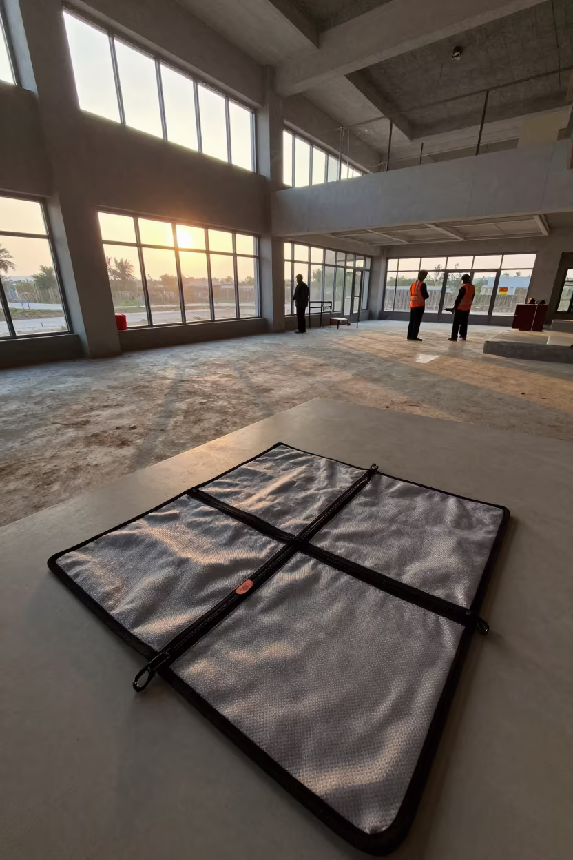 Containment Zipper Kit in Mirpur Lobby Dawn in inside a half-built lobby near Mirpur