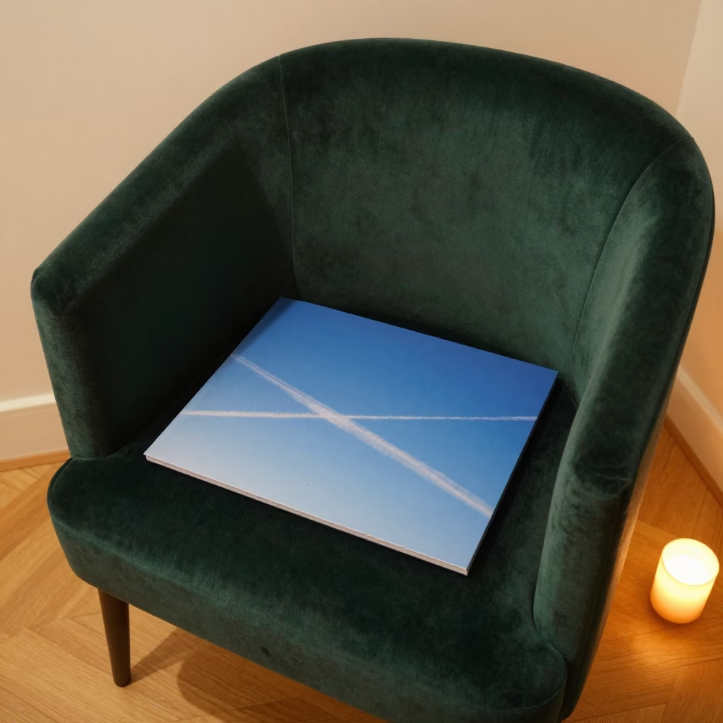 Contrails on Velvet Chair Yanaka Tokyo in on a velvet chair in Yanaka, Tokyo