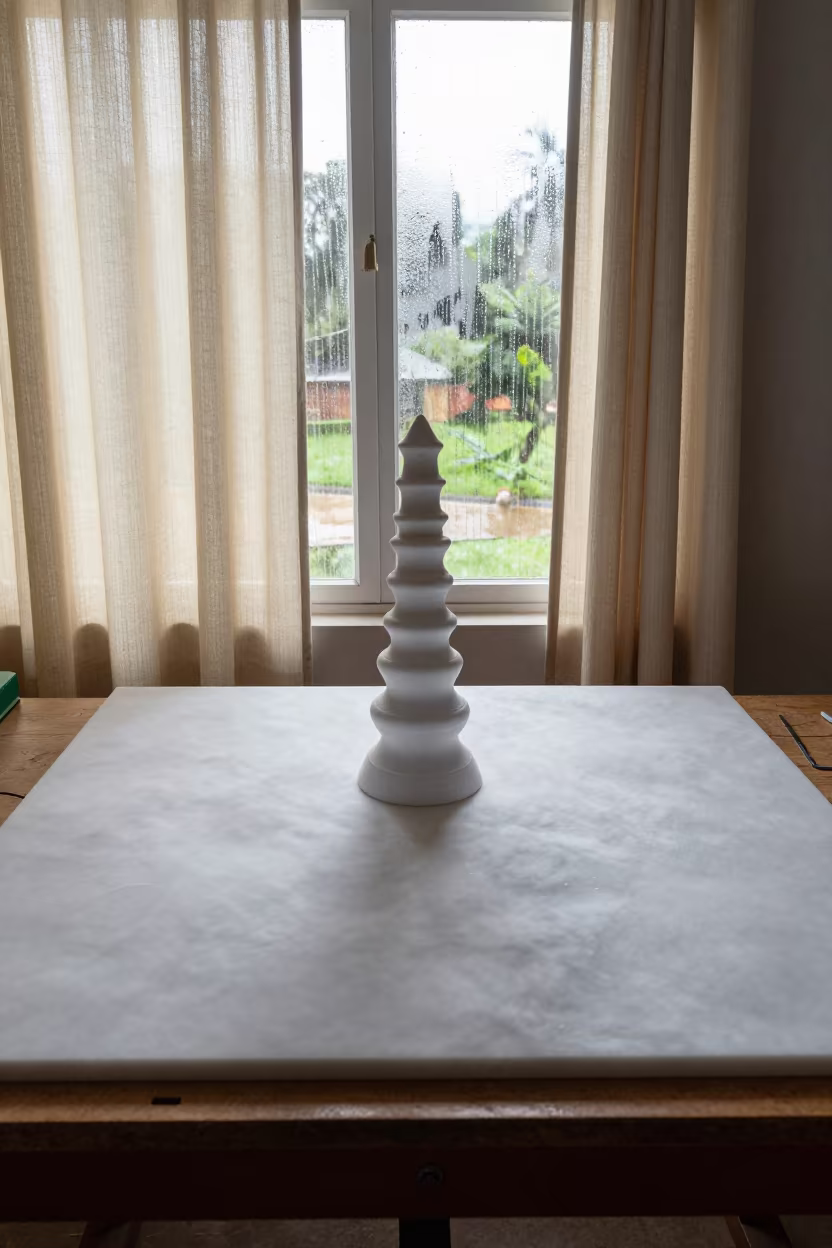 Convective Tower Through Cloud Deck on Wooden Workbench in on a wooden workbench in Ndola