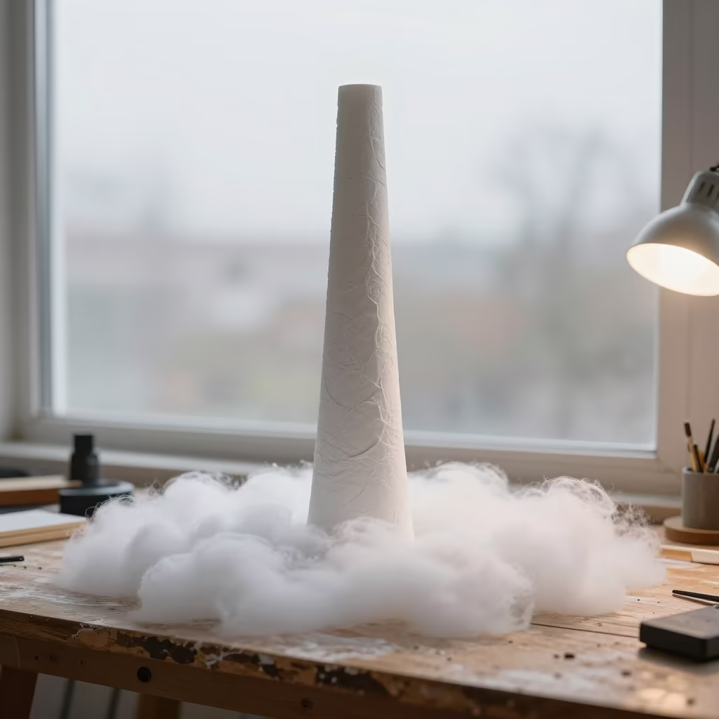 Convective Tower Above Flat Clouds on Wooden Workbench in on a wooden workbench in Vehari