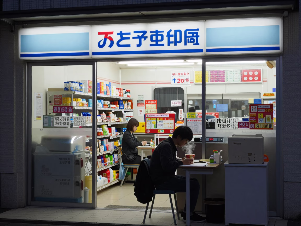 Convenience Store in Osaka at The Early Evening Light in in Osaka, Japan