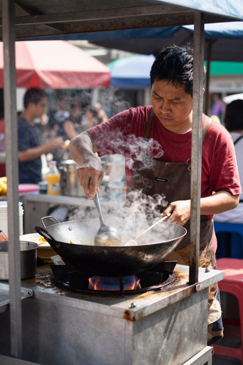 Cooking Action in Bangkok in in Bangkok, Thailand