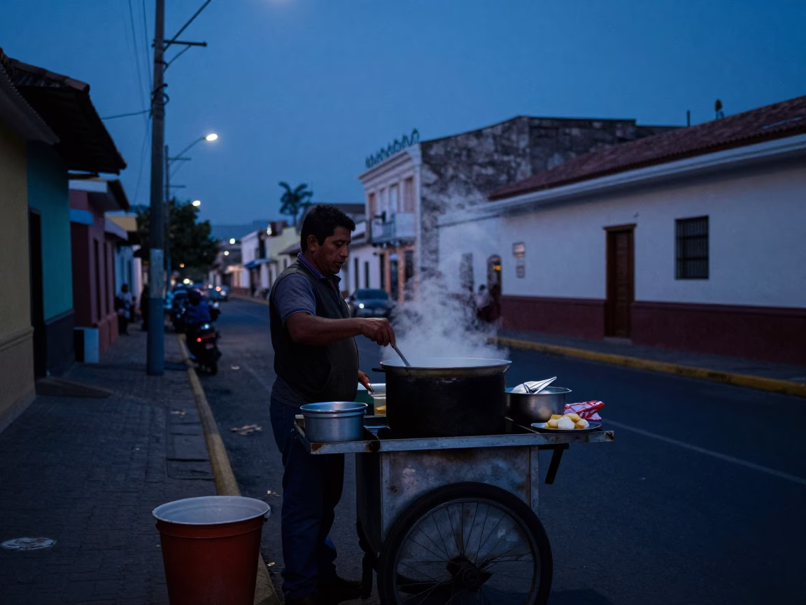 Cooking Breakfast in Lima at Sunrise Light in in Lima, Peru