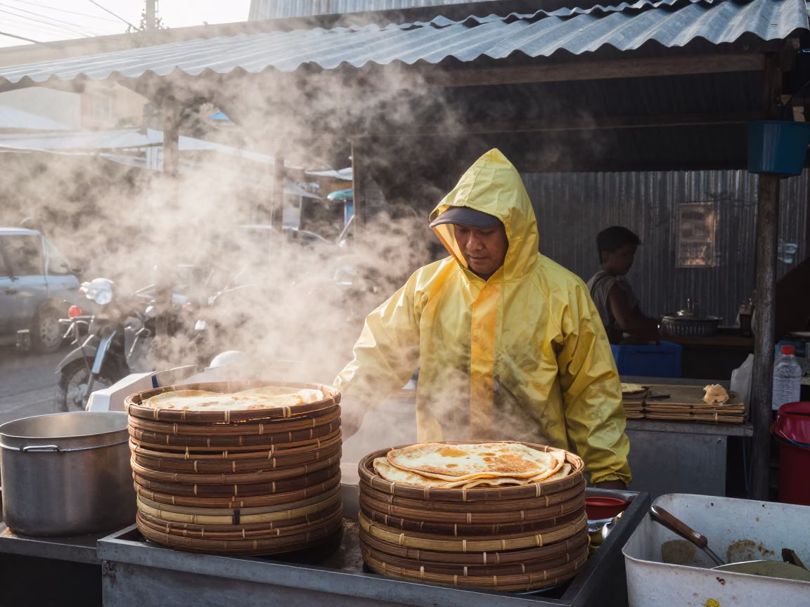 Cooking Crepes in Bangkok in in Bangkok, Thailand
