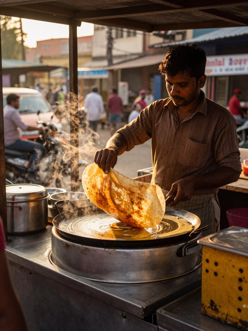 Cooking Dosa in Chennai in in Chennai, India