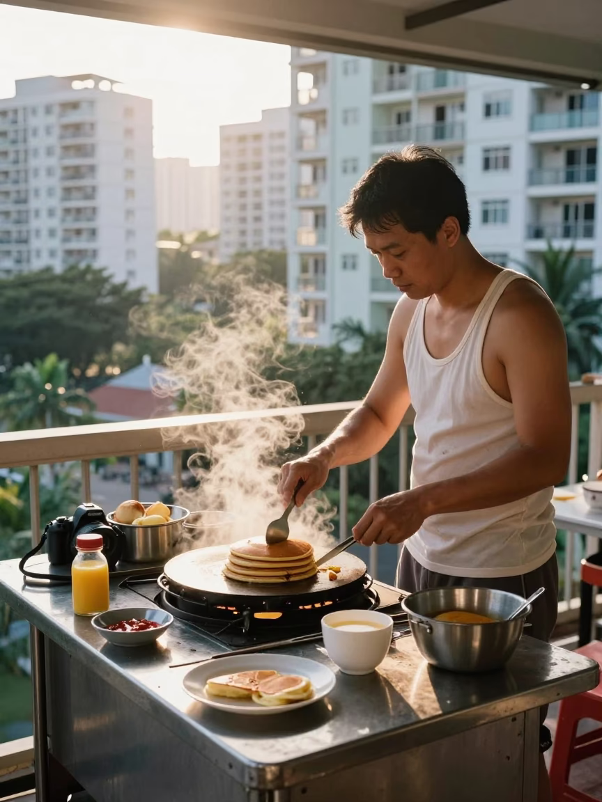 Cooking Pancakes in Singapore in in Singapore, Singapore