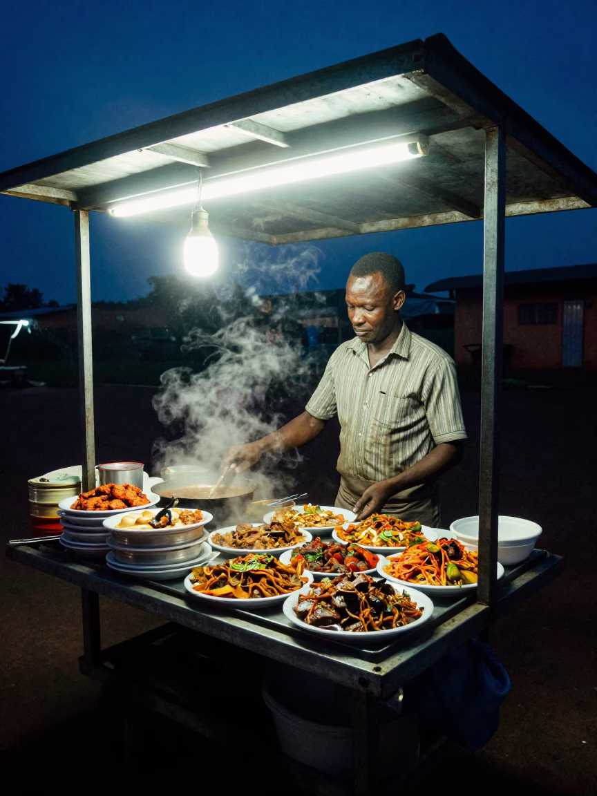 Cooking Platter in Nairobi at The Deepest Night Sky Light in in Nairobi, Kenya