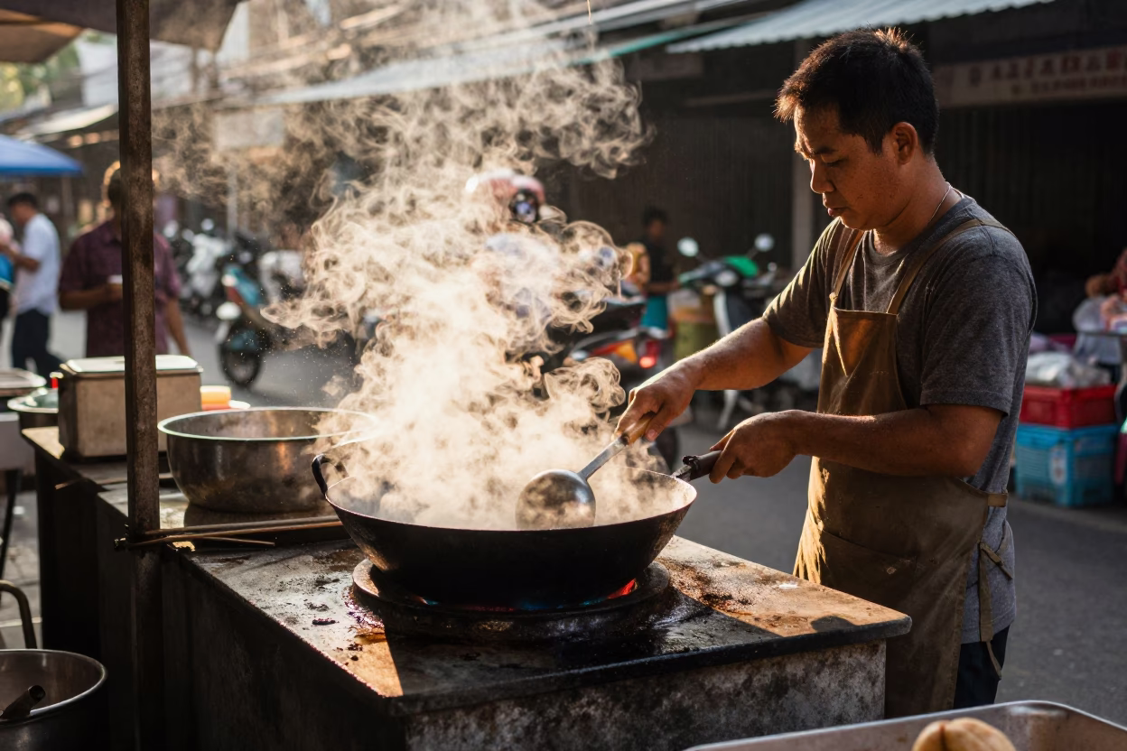 Cooking Scene in Bangkok in in Bangkok, Thailand