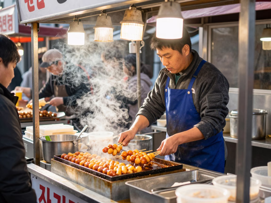 Cooking Tteokbokki in Seoul in in Seoul, South Korea