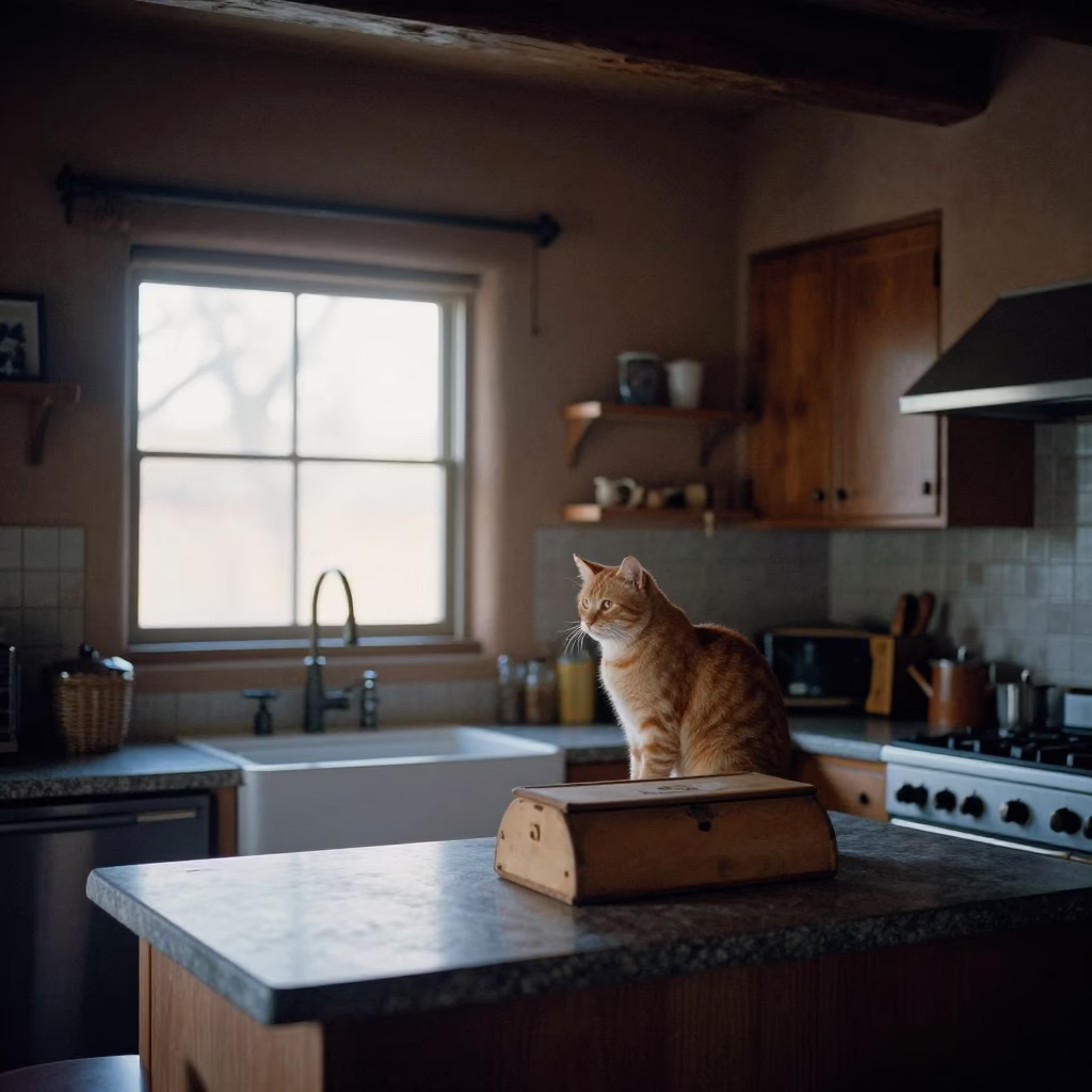 Cool Early Morning Light in Santa Fe New Mexico Kitchen Interior in in Santa Fe, New Mexico, United States