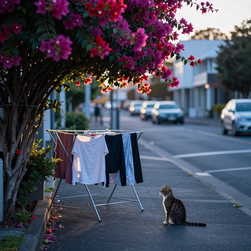 Cool Early Morning Street Scene in Christchurch New Zealand in in Christchurch, New Zealand
