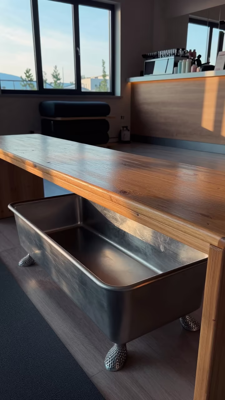 Cool Morning Light on Studio Locker Bench in inside a yoga studio before the session begins near Amasya