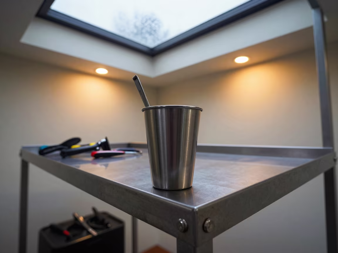 Coolant Cup on Prep Shelf in Quezon City Grooming Bay in inside a grooming bay in Quezon City