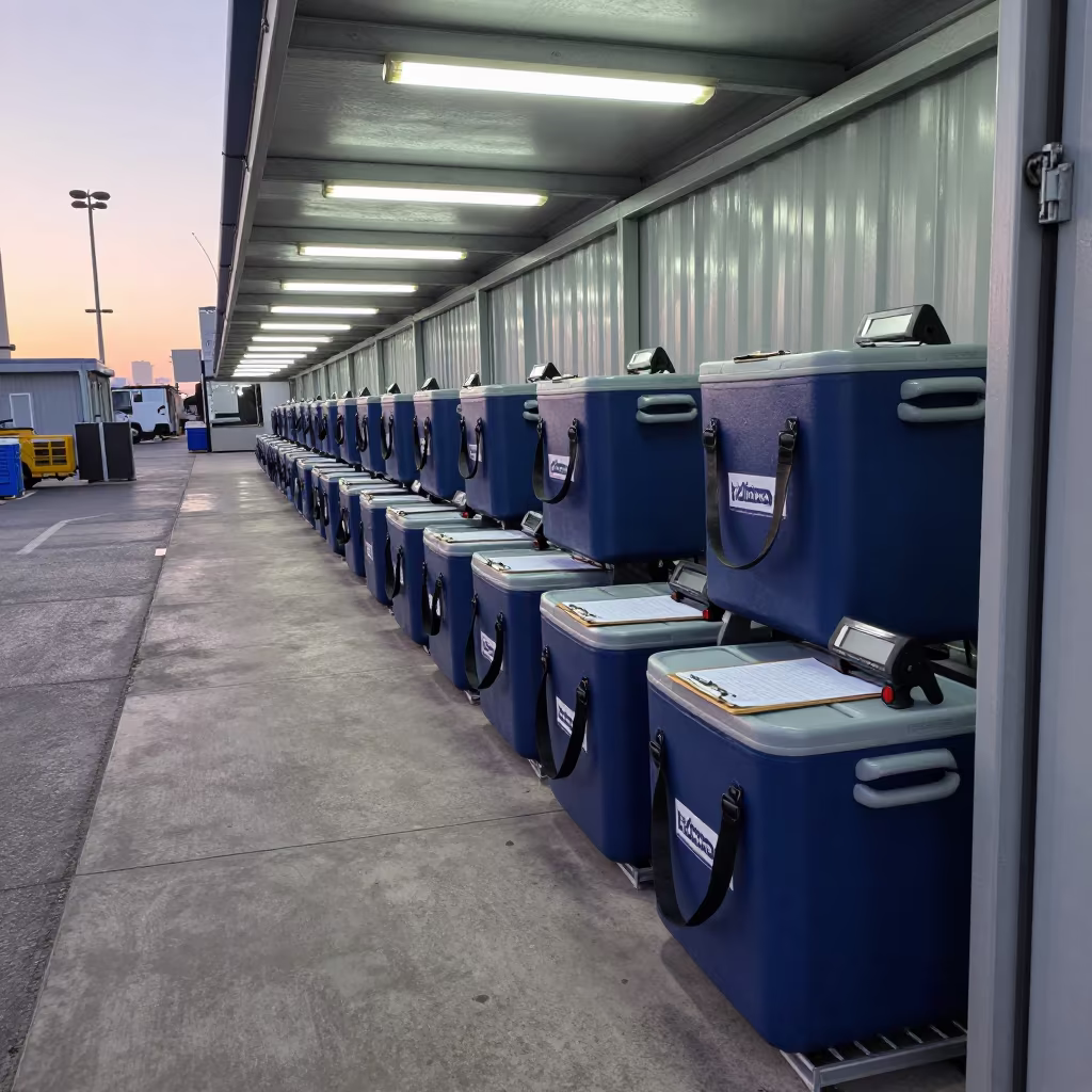 Cooler Tote Charger in Tel Aviv Winter Distribution Bay in inside a chilled distribution bay in Rothschild, Tel Aviv