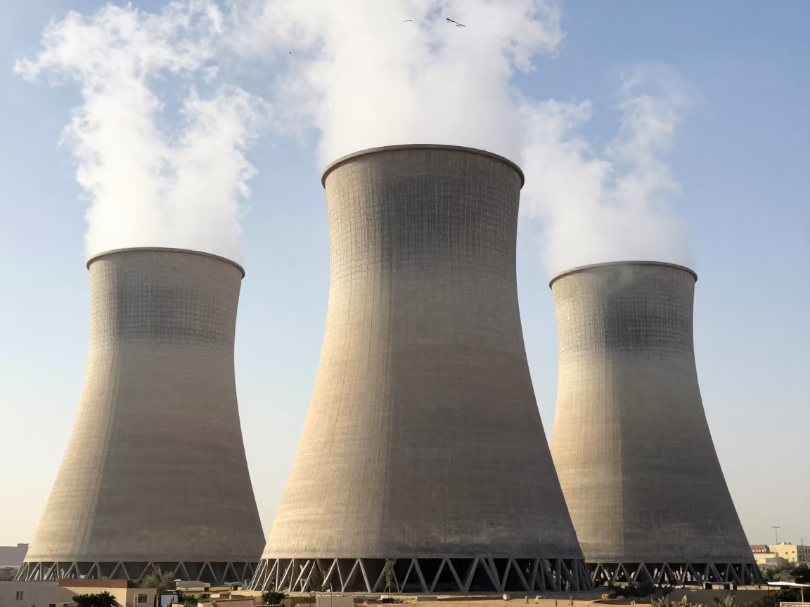 Cooling Tower Plume Dissolving Into Clouds Egypt in in Egypt
