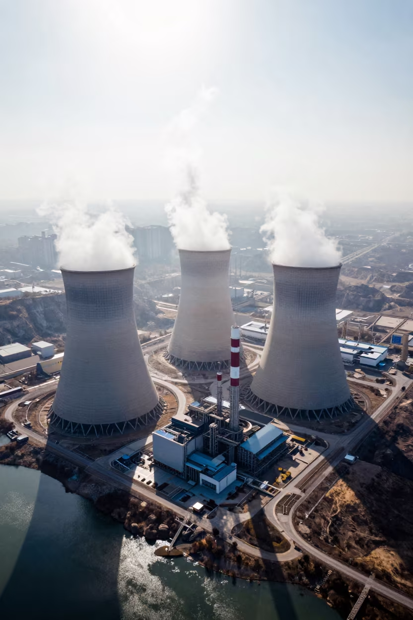 Cooling Towers on Ghaziabad Quarry Ledge in on a quarry ledge near Ghaziabad