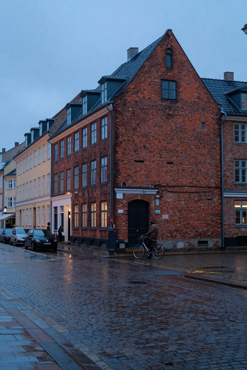 Copenhagen Blue Hour Street Scene With Vintage Details in in Copenhagen, Denmark