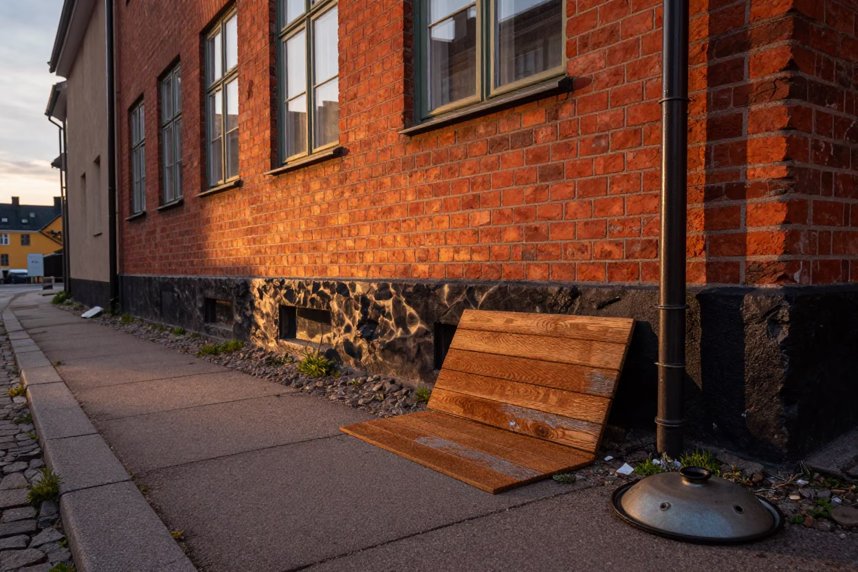 Copenhagen Denmark Evening Street Scene with Doormat and Pot Lid in in Copenhagen, Denmark