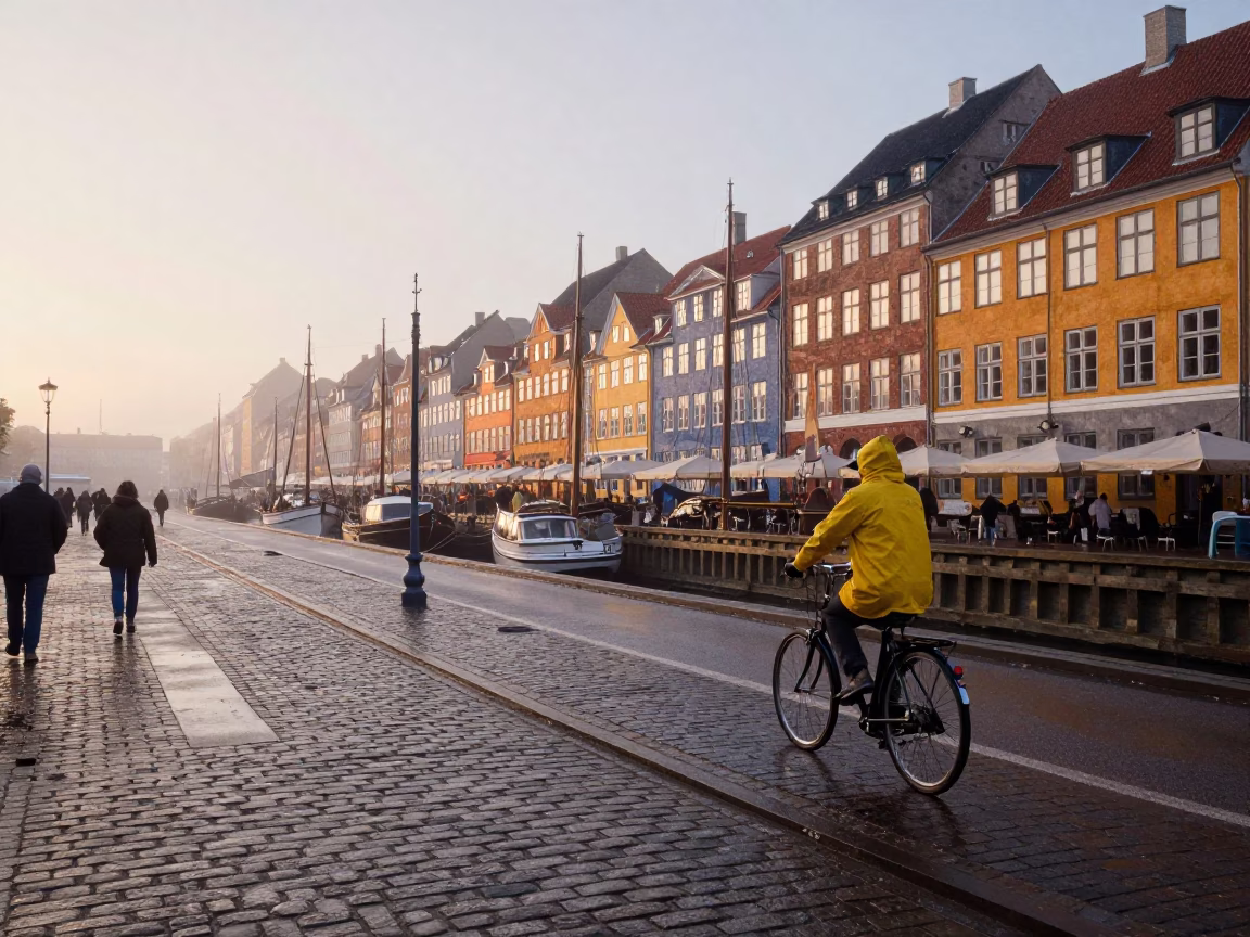 Copenhagen Denmark Nautical Dawn Street Scene with Drawer Knob and Door Latch Details in in Copenhagen, Denmark