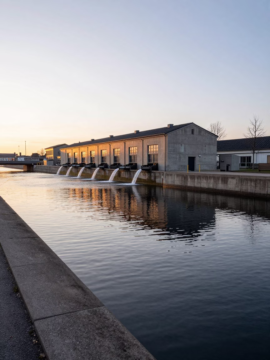 Copenhagen Denmark Sunrise Canal Pumping Station Water Management Infrastructure in in Copenhagen, Denmark