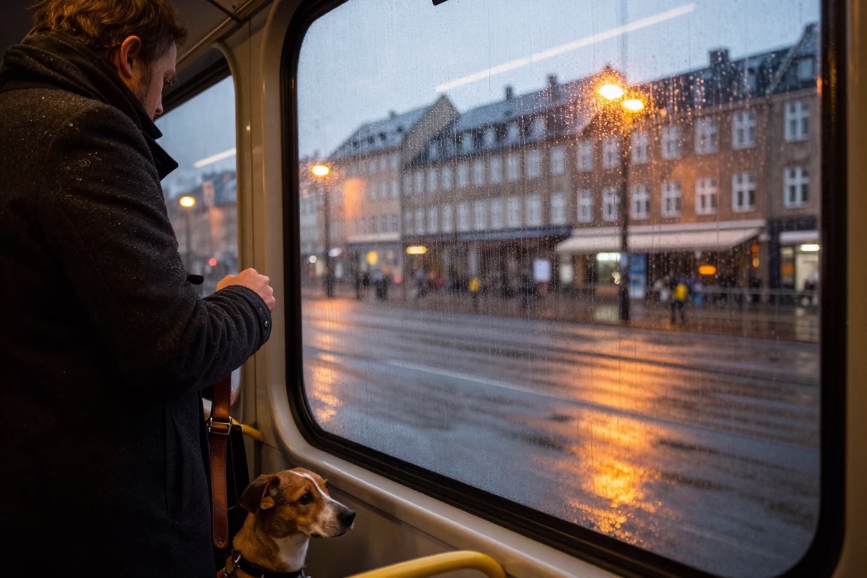 Copenhagen Dog at Dusk Light in in Copenhagen, Denmark