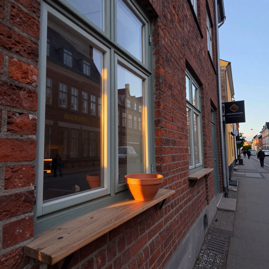 Copenhagen Early Evening Street Scene with Sunlight and Local Details in in Copenhagen, Denmark