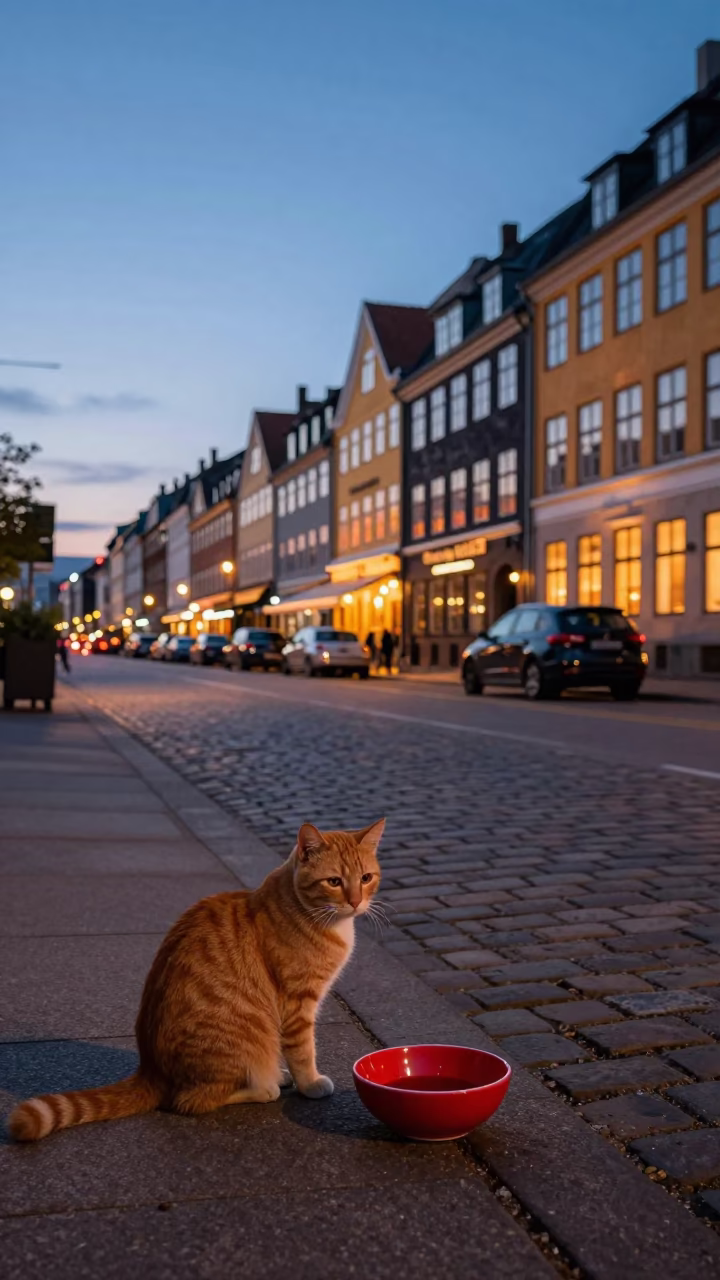 Copenhagen Street Scene at The Early Evening Light in in Copenhagen, Denmark