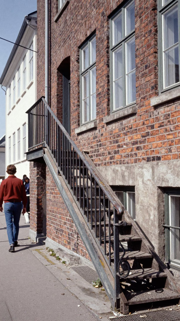Copenhagen Street Scene at The Flat Glare Of Noon Light in in Copenhagen, Denmark