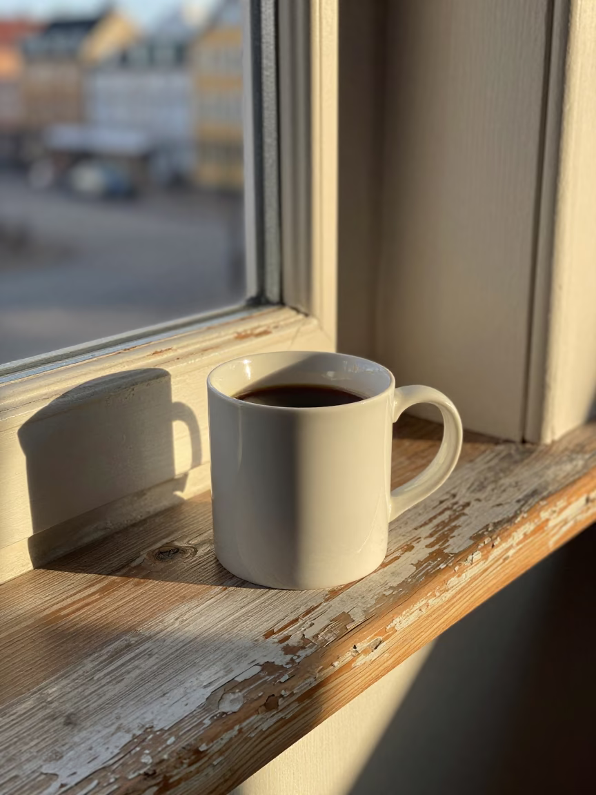 Copenhagen White Ceramic Mug in in Copenhagen, Denmark