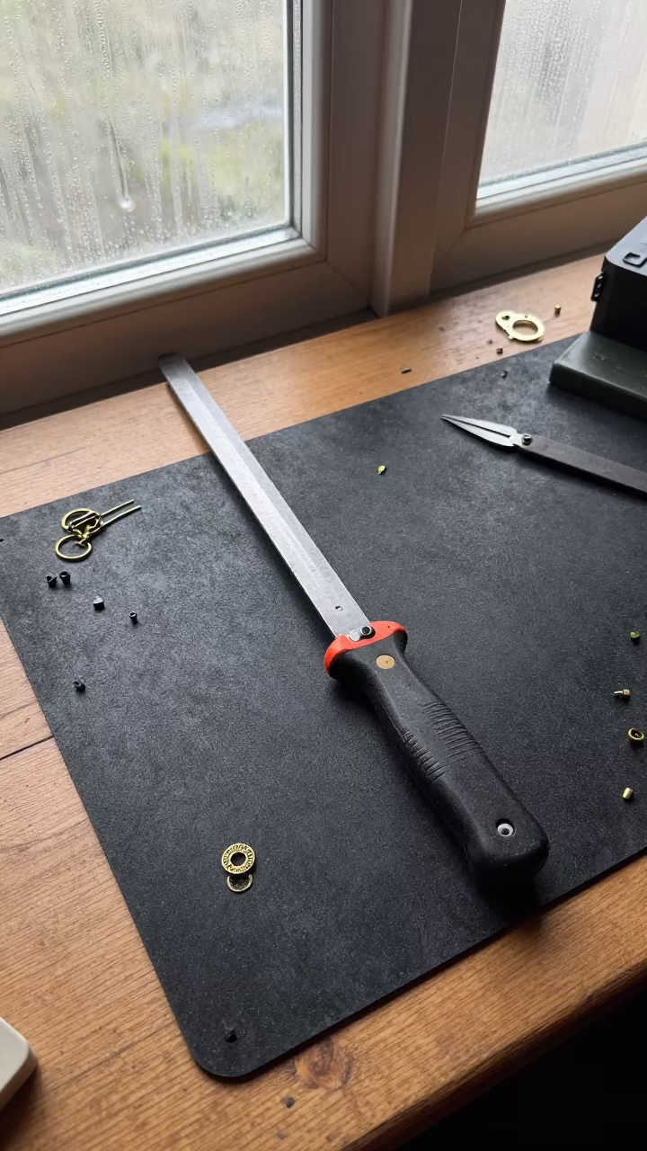 Coping Saw on Dusty Library Table in on a dusty library table in Victoria Seychelles