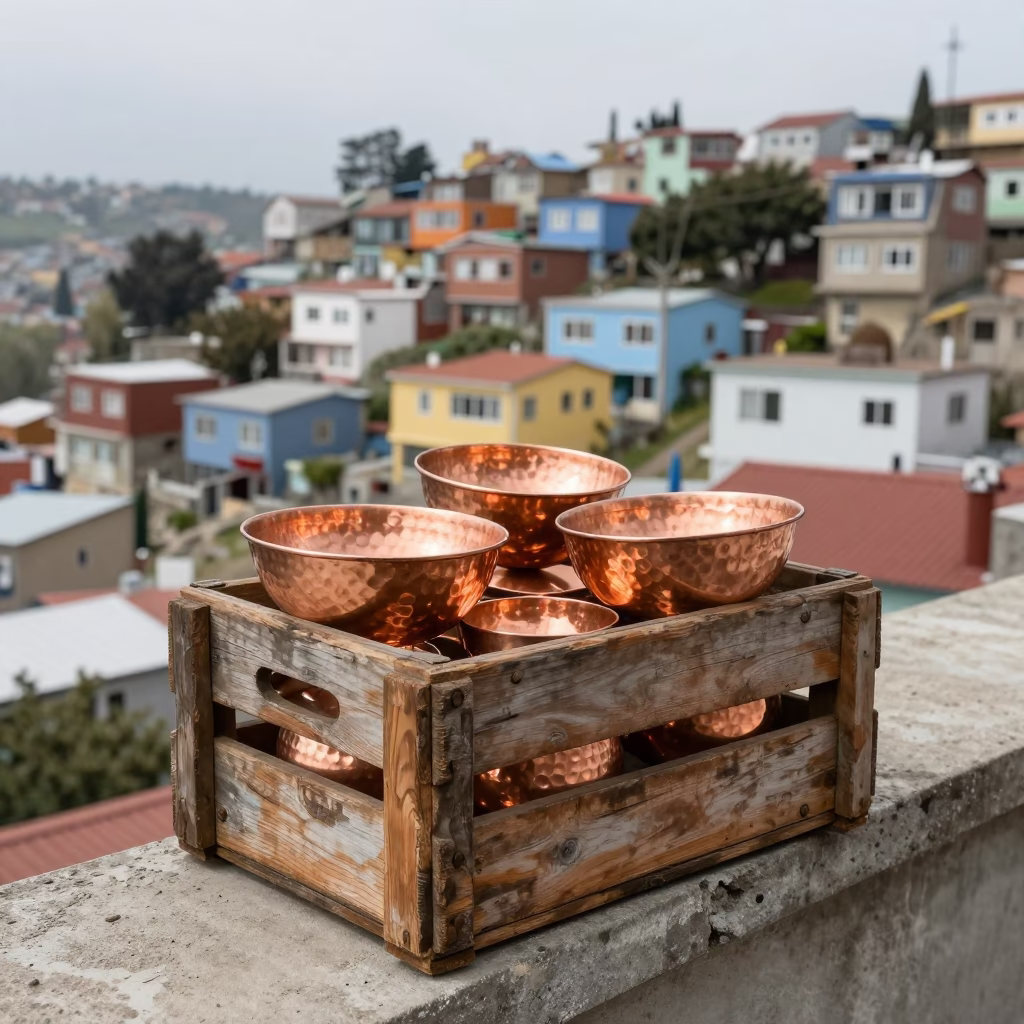 Copper Bowls in Valparaiso in in Valparaiso, Chile