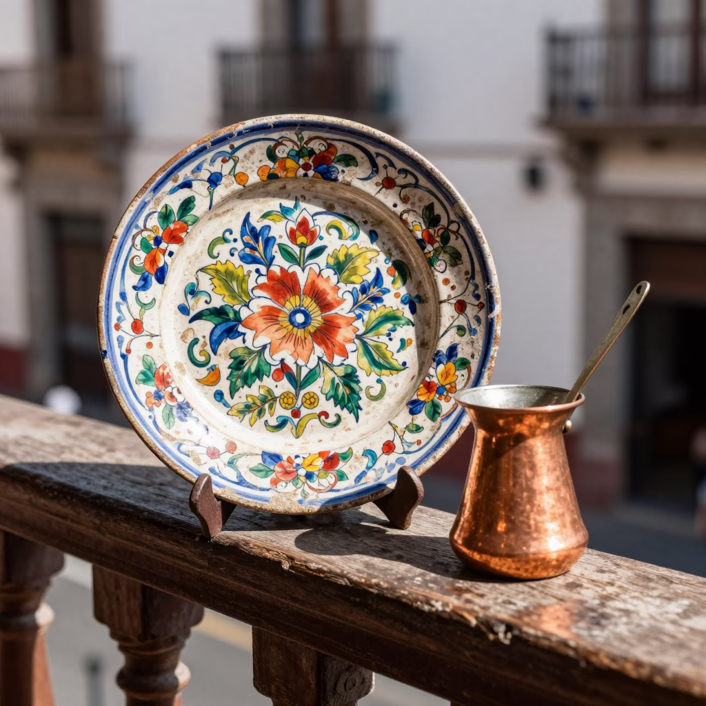 Copper Cezve in Mexico City at Bright Midmorning Light in in Mexico City, Mexico