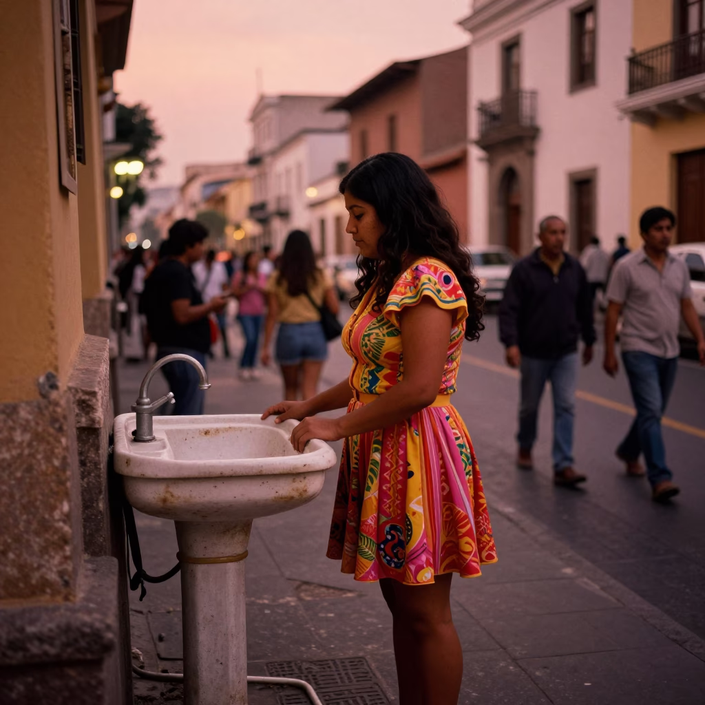 Copper Dusk in Lima Peru High Fashion Street Photography Candid Moment in in Lima, Peru