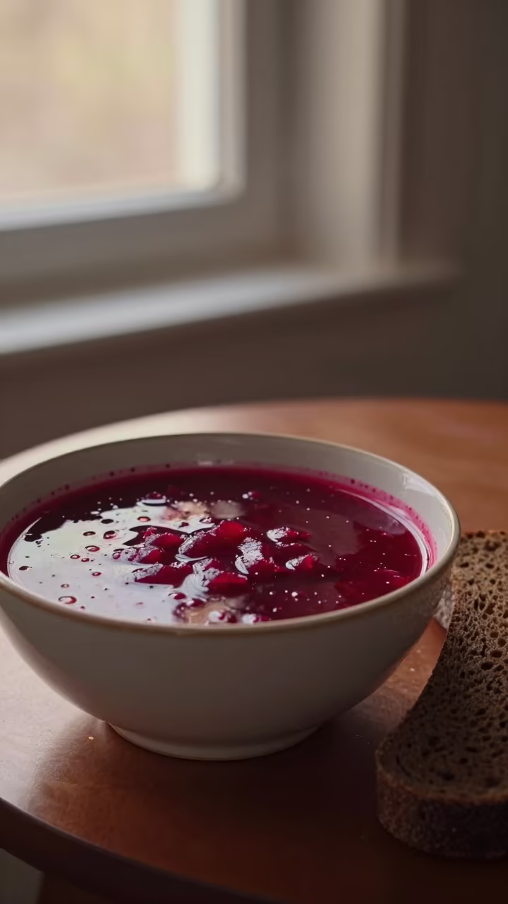 Copper Light Borscht Rye Bread Window in on a small dining table by a window in Pittsburgh