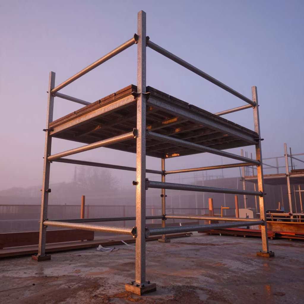 Copper Light on Construction Scaffold Rack Denmark in on an active construction deck in Denmark