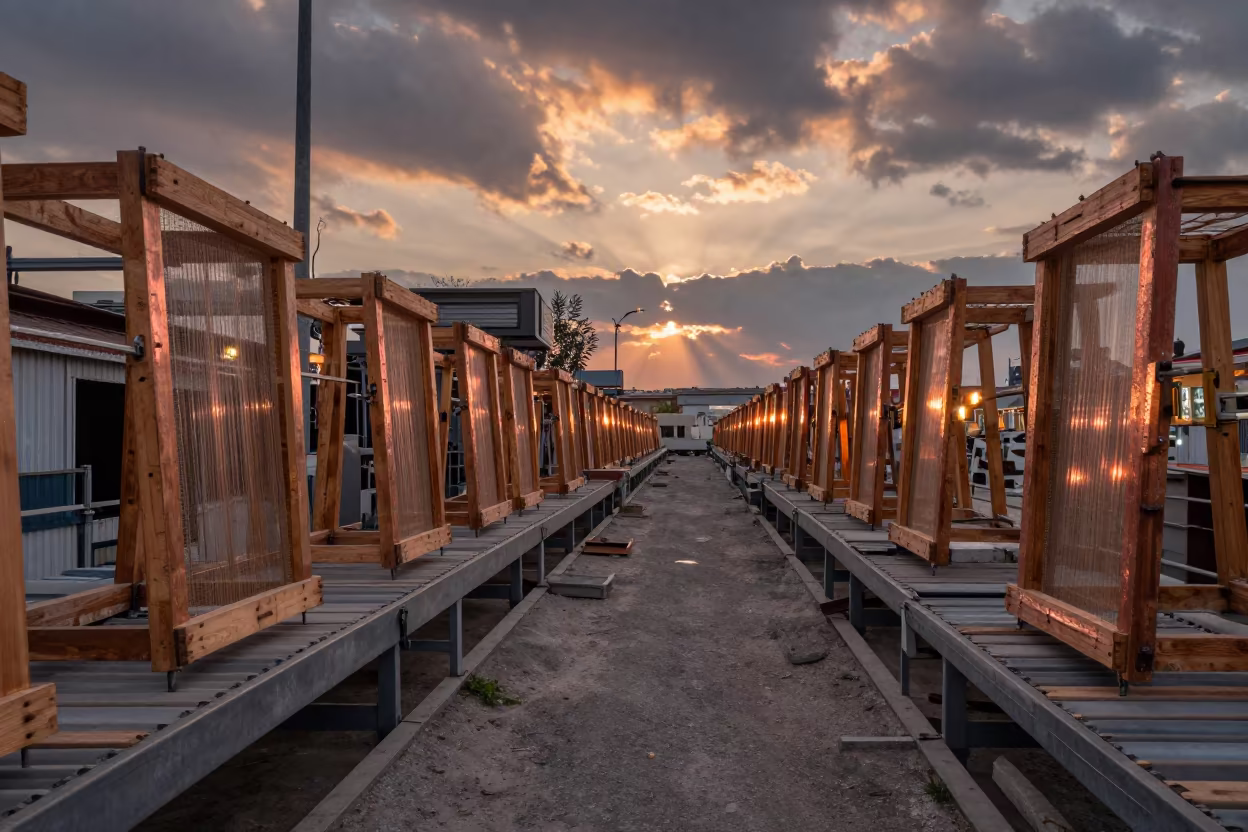 Copper Light on Match Factory Frames in at a loading dock near Kadikoy, Istanbul