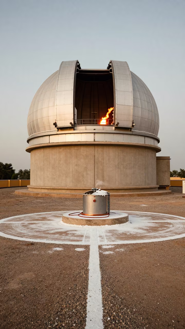 Copper Light on Observatory Floor Circle in beside a tidal survey transect in Rajasthan