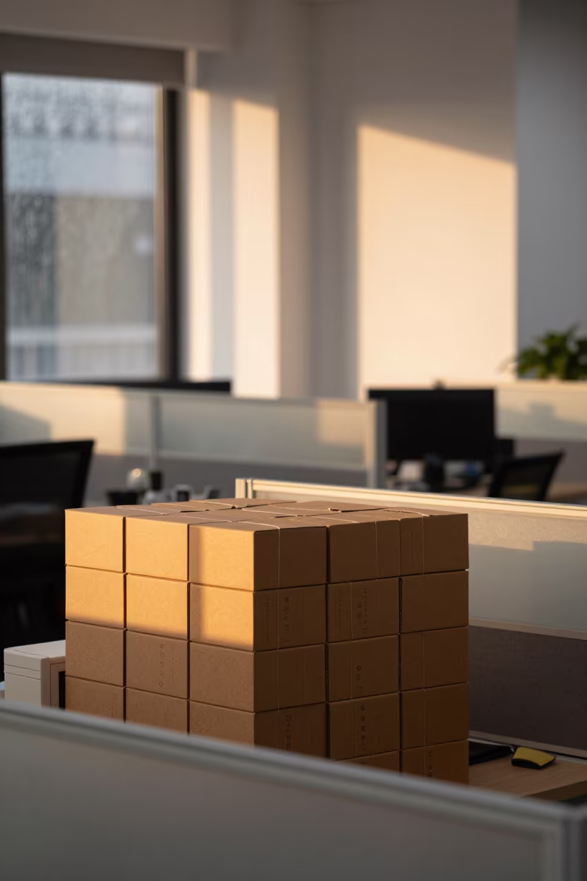 Copper Light Office Privacy Cartons Monsoon in inside an open-plan office bay near Taiyuan