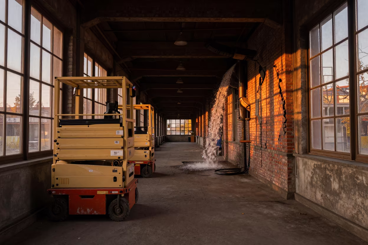 Copper Light Waterfall in Debrecen Warehouse in inside a dispatch office above the dock in Debrecen