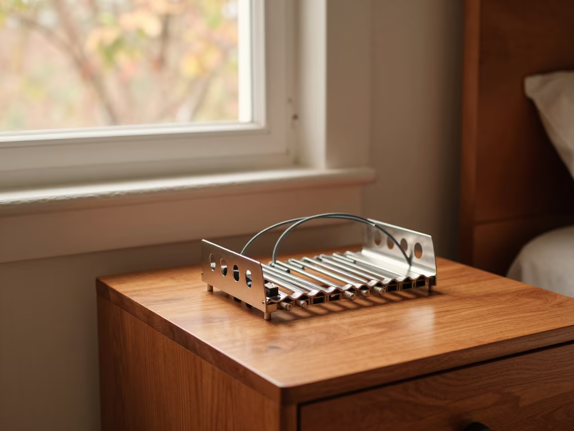 Copper Lit Cable Rack on Nightstand in on a bedside table in Gómez Palacio
