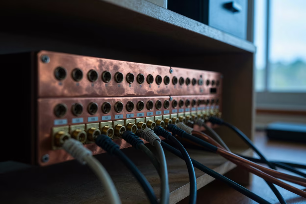Copper Patch Panels on Workshop Shelf in on a workshop shelf in Quevedo