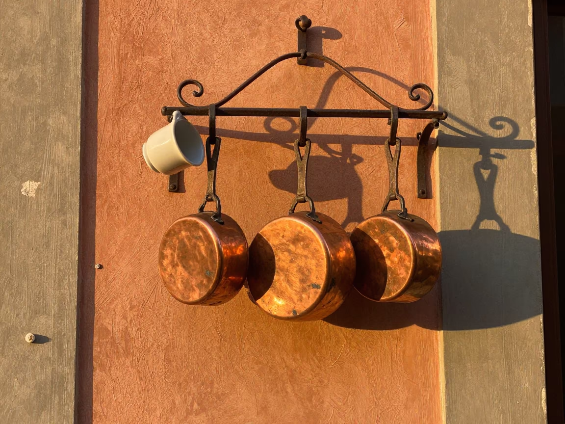 Copper Pots in Florence in in Florence, Italy