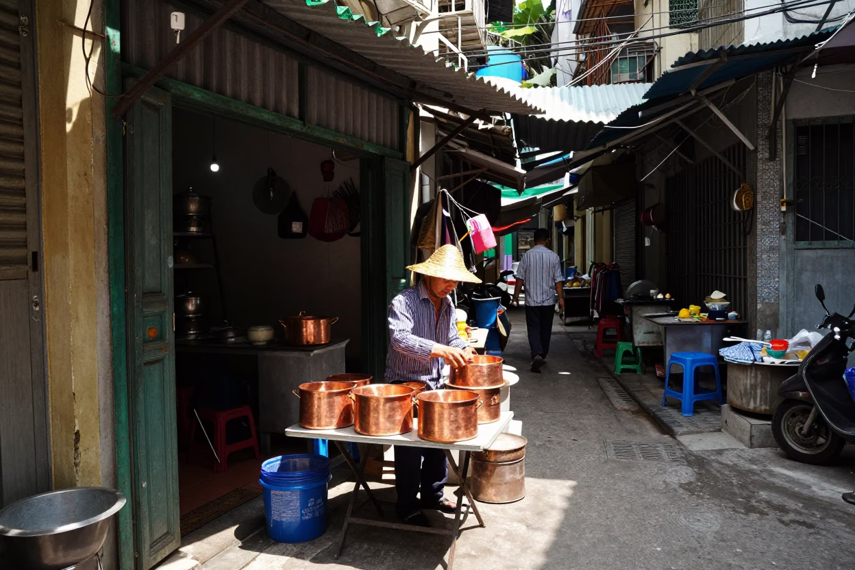 Copper Pots in Hanoi in in Hanoi, Vietnam