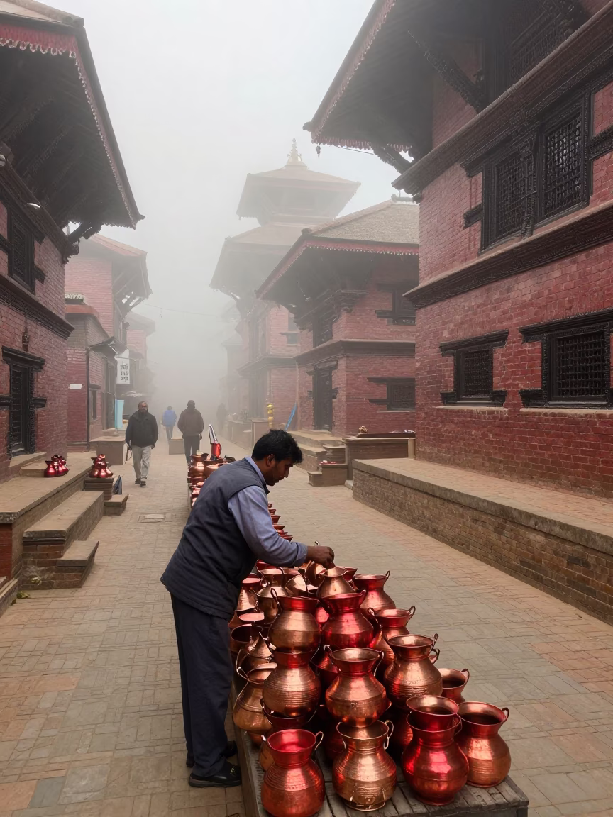Copper Pots in Kathmandu in in Kathmandu, Nepal