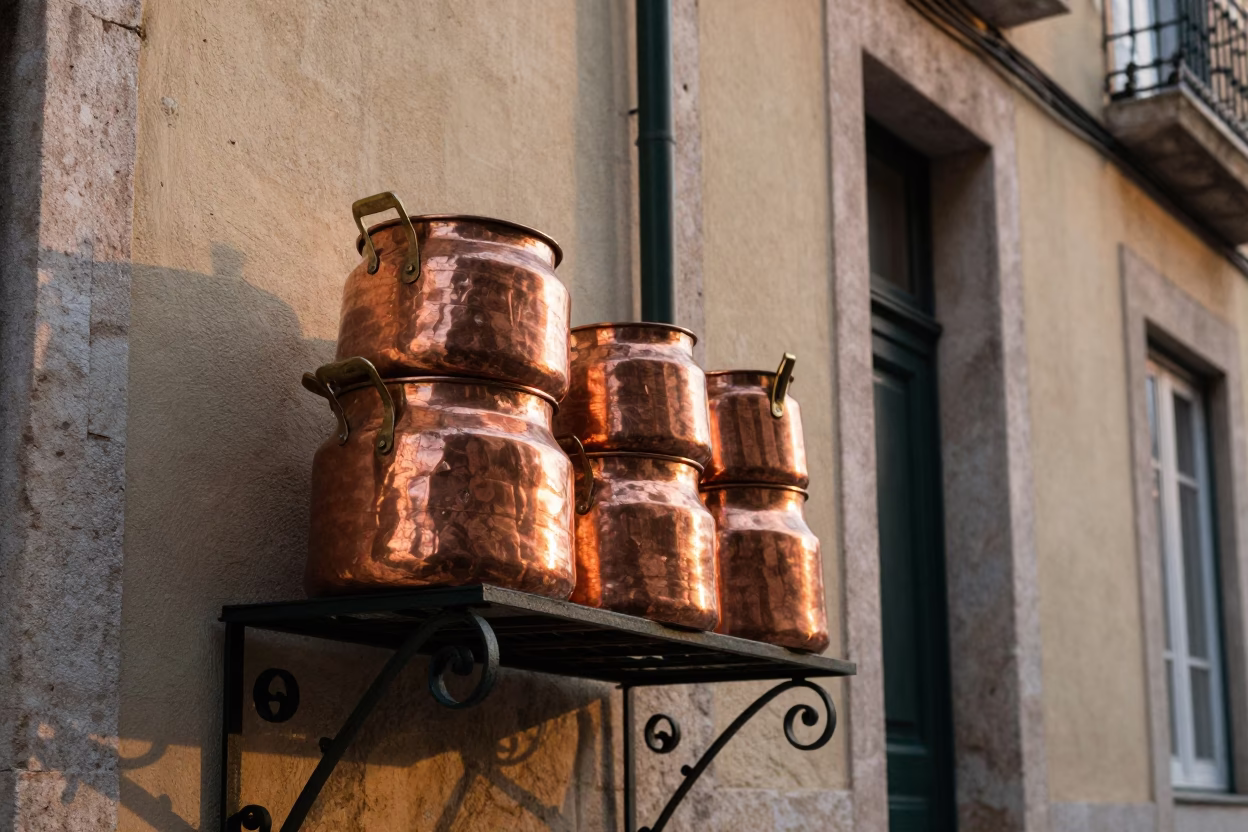 Copper Pots in Lisbon in in Lisbon, Portugal