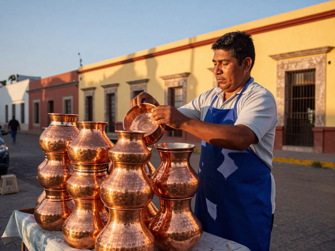 Copper Pots in Merida in in Merida, Mexico