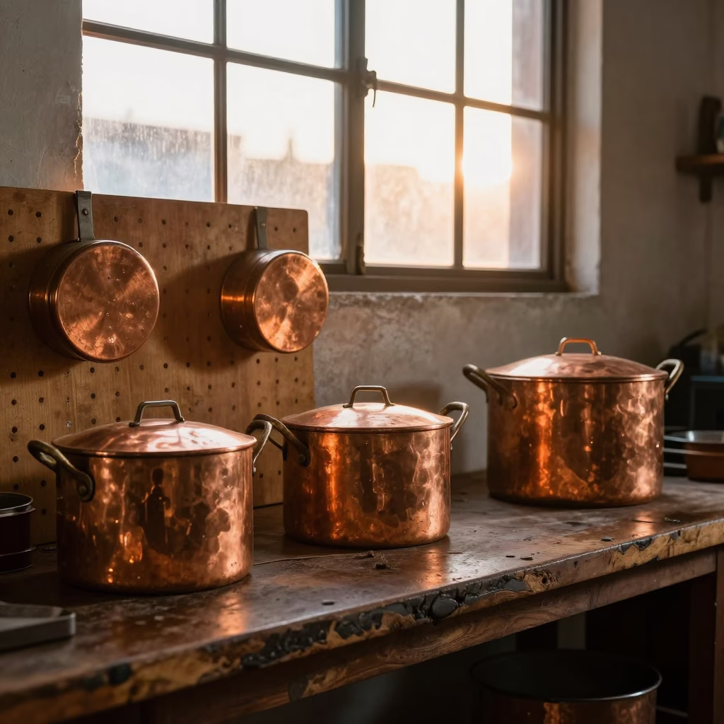 Copper Pots in Mexico City in in Mexico City, Mexico