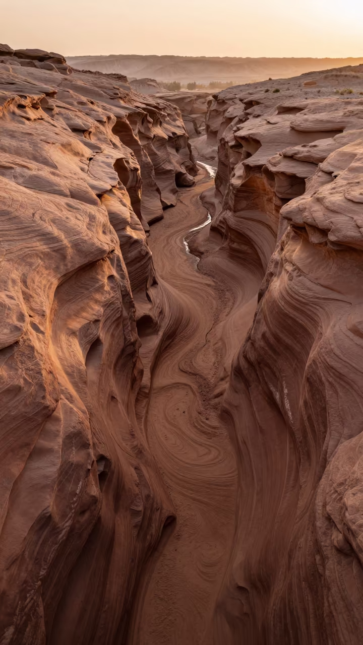 Copper Sandstone Walls Before Dusk in along a wave-cut shoreline in Iran